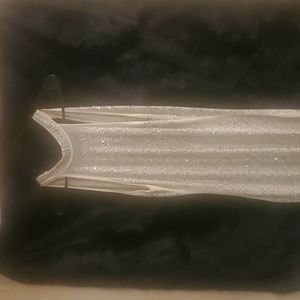 White mid length diamond sequenced dress